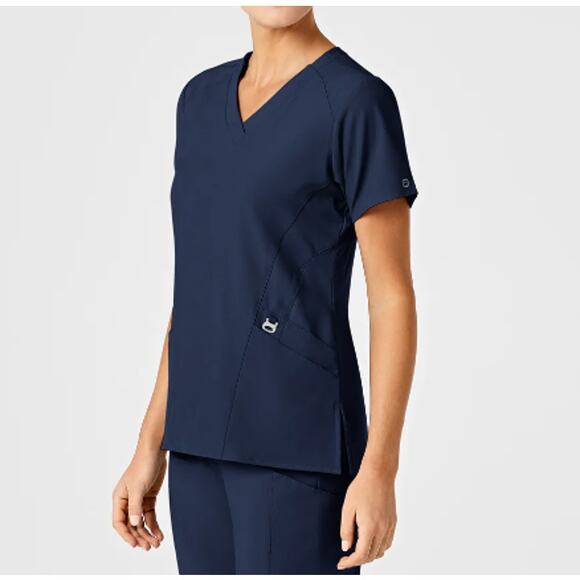 New ~ WONDER WINK W123 ~   Stylized V-Neck Scrub Top Size XS - Picture 3 of 11